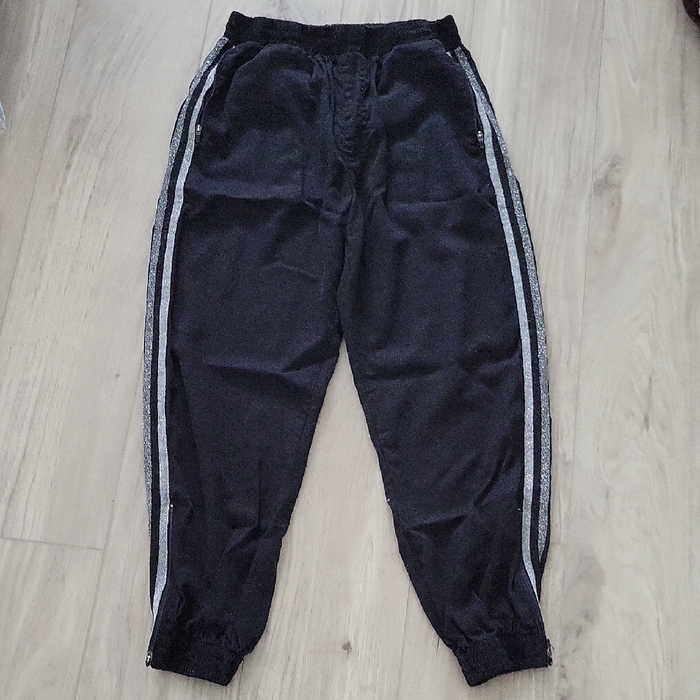 Siwy Black Jogger Pants with White Stripes